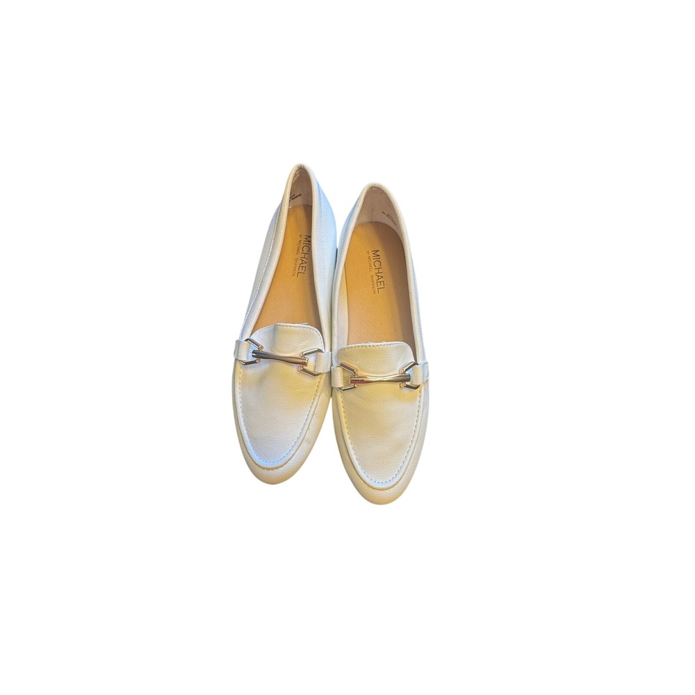 Michael by Michael Shannon Silvana White Pebbled Horsebit Loafers Womens 8.5M
